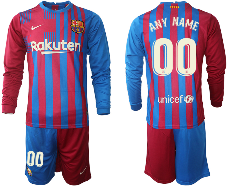 Barcelona home long sleeve any name&number 2021/22 Soccer Kit